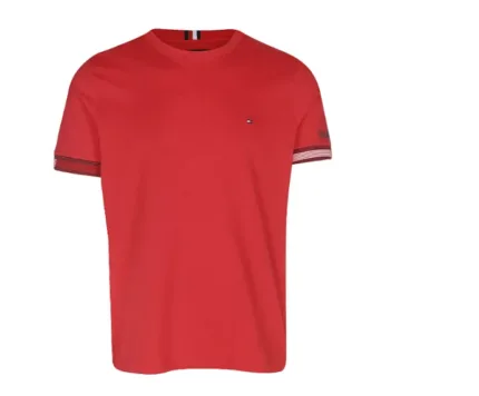 T-Shirt Uomo Regular Fit Tommy Hilfiger Flag Cuff Rosso art. MW0MW34430 XLG