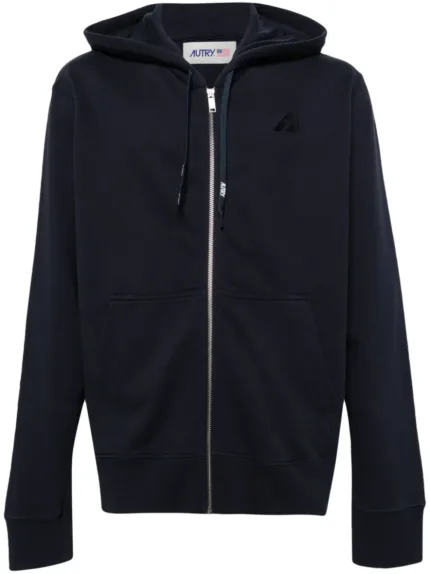 Felpa con Zip e Cappuccio Uomo Autry Blu con Logo ricamato art. HOPM 574B