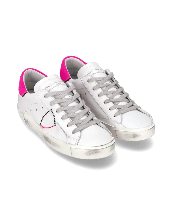 Sneakers Donna Philippe Model Paris Prsx In Pelle Bianca Back Fucsia cod. PRLD VB40, foto 2 di 6