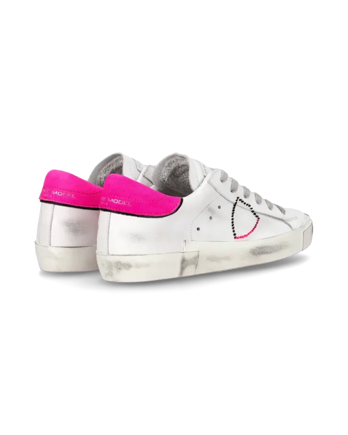 Sneakers Donna Philippe Model Paris Prsx In Pelle Bianca Back Fucsia cod. PRLD VB40, foto 6 di 6