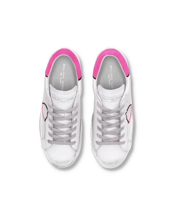 Sneakers Donna Philippe Model Paris Prsx In Pelle Bianca Back Fucsia cod. PRLD VB40, foto 5 di 6