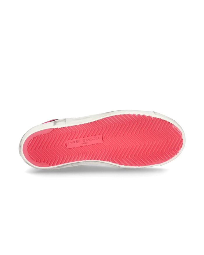 Sneakers Donna Philippe Model Paris Prsx In Pelle Bianca Back Fucsia cod. PRLD VB40, foto 4 di 6