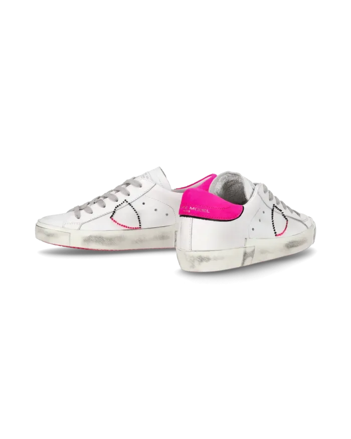 Sneakers Donna Philippe Model Paris Prsx In Pelle Bianca Back Fucsia cod. PRLD VB40, foto 3 di 6