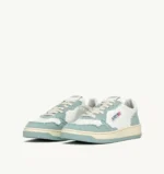 Sneaker Donna autry Medalist Low Bicolor in Pelle bianca e Tela Verde Acqua mod. AULW CB12 - immagine 2