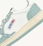 Sneaker Donna autry Medalist Low Bicolor in Pelle bianca e Tela Verde Acqua mod. AULW CB12 - immagine 6