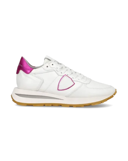 Sneakers Donna Philippe Model Tropez Haute In Pelle Bianca E Dettagli Fucsia cod. TKLD WW01