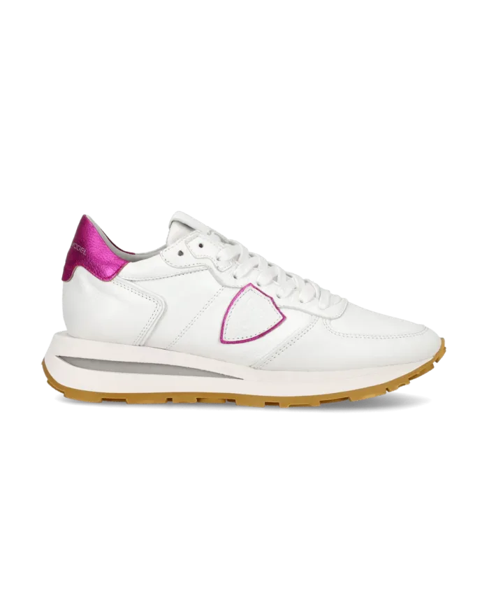 Sneakers Donna Philippe Model Tropez Haute In Pelle Bianca E Dettagli Fucsia cod. TKLD WW01, foto 1 di 6