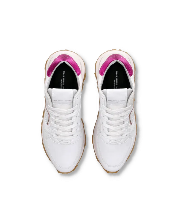 Sneakers Donna Philippe Model Tropez Haute In Pelle Bianca E Dettagli Fucsia cod. TKLD WW01, foto 5 di 6
