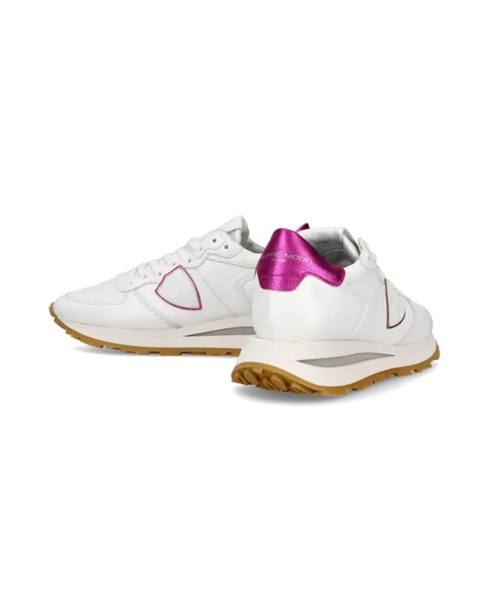 Sneakers Donna Philippe Model Tropez Haute In Pelle Bianca E Dettagli Fucsia cod. TKLD WW01, foto 3 di 6