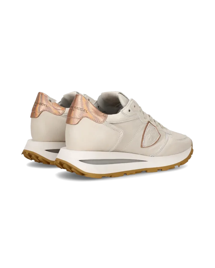 Sneakers Donna Philippe Model Tropez Haute In Pelle Beige E Dettagli Rame cod. TKLD WW02, foto 6 di 6