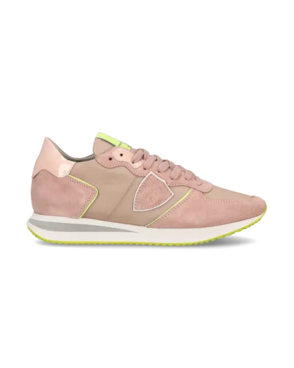 Sneakers Donna Philippe Model Tropez In Camoscio Rosa e Dettagli Fluo cod. TZLD WN69