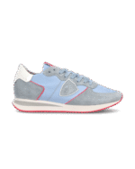 Sneakers Donna Philippe Model Tropez In Camoscio Azzurro e Dettagli Fucsia cod. TZLD WN70
