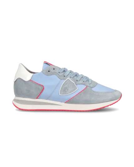 Sneakers Donna Philippe Model Tropez In Camoscio Azzurro e Dettagli Fucsia cod. TZLD WN70