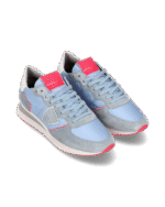 Sneakers Donna Philippe Model Tropez In Camoscio Azzurro e Dettagli Fucsia cod. TZLD WN70 - immagine 2