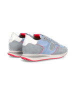Sneakers Donna Philippe Model Tropez In Camoscio Azzurro e Dettagli Fucsia cod. TZLD WN70 - immagine 6