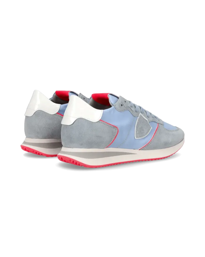Sneakers Donna Philippe Model Tropez In Camoscio Azzurro e Dettagli Fucsia cod. TZLD WN70, foto 6 di 6