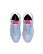 Sneakers Donna Philippe Model Tropez In Camoscio Azzurro e Dettagli Fucsia cod. TZLD WN70 - immagine 5