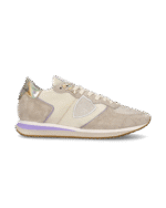 Sneakers Donna Philippe Model Tropez In Camoscio Beige e Dettagli Glicine cod. TZLD WN74