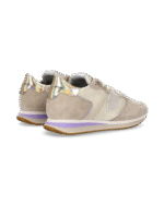 Sneakers Donna Philippe Model Tropez In Camoscio Beige e Dettagli Glicine cod. TZLD WN74 - immagine 3