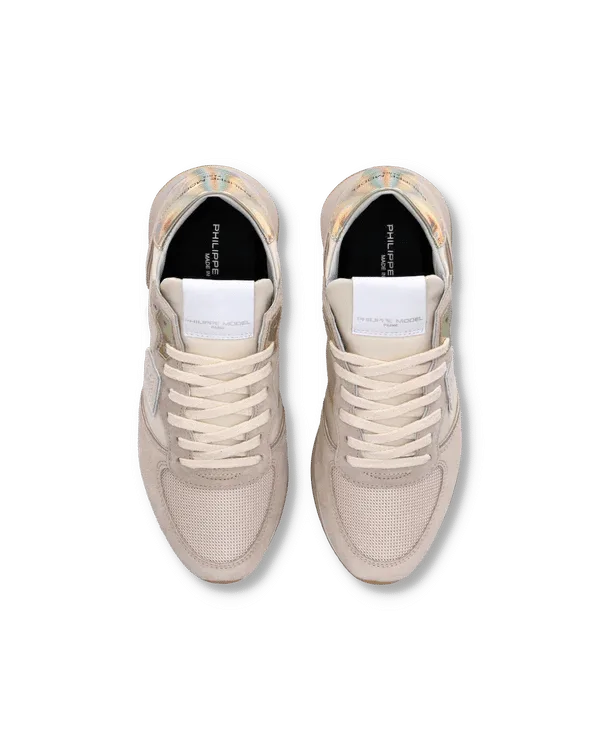 Sneakers Donna Philippe Model Tropez In Camoscio Beige e Dettagli Glicine cod. TZLD WN74, foto 6 di 6