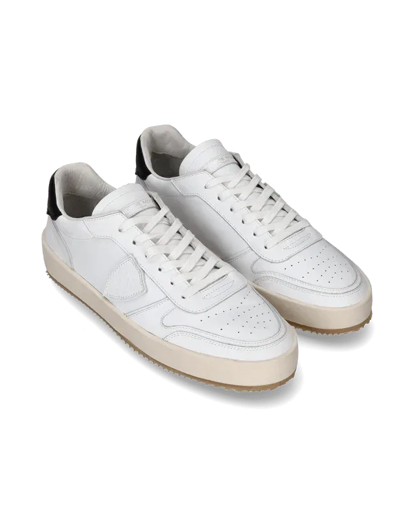 Sneakers Donna Philippe Model Nice In Pelle Bianca con Spoiler Nero cod. VNLD V002, foto 2 di 6