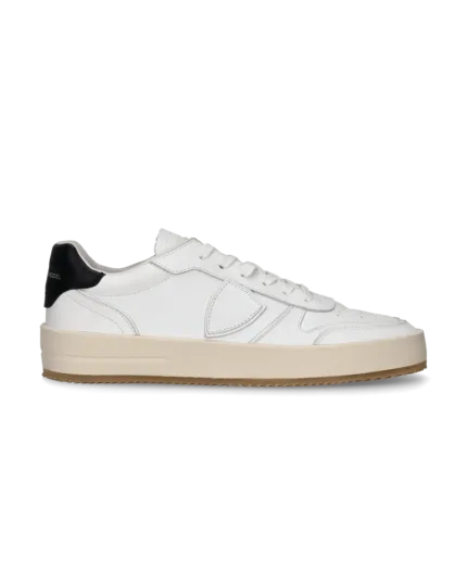 Sneakers Uomo Philippe Model Nice in Pelle Bianca e Spoiler Nero cod. VNLU V002