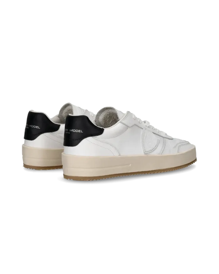 Sneakers Uomo Philippe Model Nice in Pelle Bianca e Spoiler Nero cod. VNLU V002, foto 6 di 6