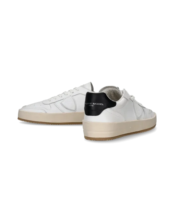 Sneakers Uomo Philippe Model Nice in Pelle Bianca e Spoiler Nero cod. VNLU V002, foto 3 di 6