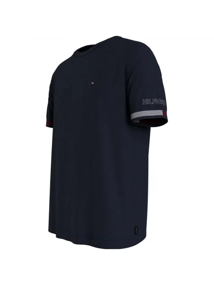T-Shirt Uomo Regular Fit Tommy Hilfiger Flag Cuff Blu art. MW0MW34430 DW5, foto 2 di 2