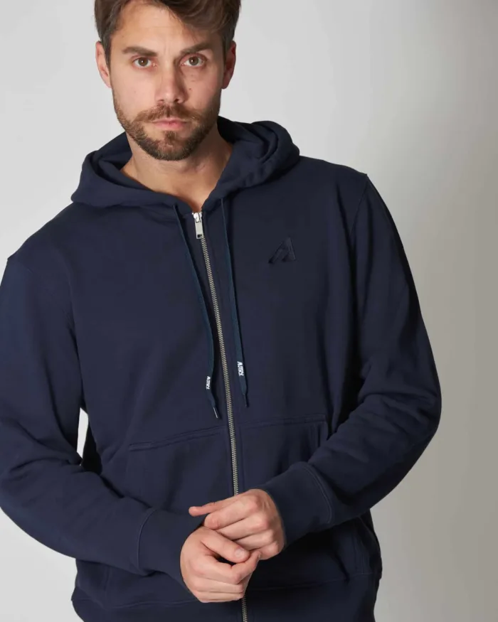 Felpa con Zip e Cappuccio Uomo Autry Blu con Logo ricamato art. HOPM 574B, foto 6 di 6