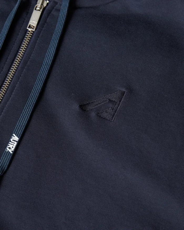 Felpa con Zip e Cappuccio Uomo Autry Blu con Logo ricamato art. HOPM 574B, foto 3 di 6