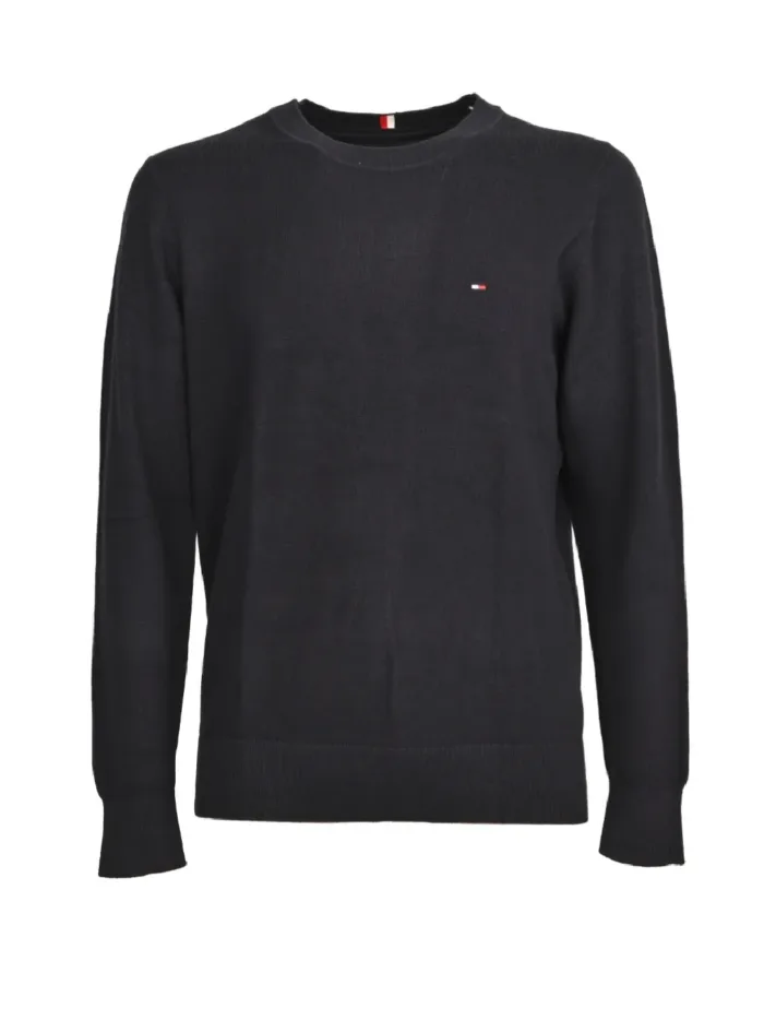 Maglione Girocollo Uomo Tommy Hilfiger Chain Ridge In cotone Blu art. MW0MW33511 DW5, foto 1 di 2