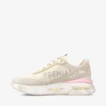 Sneakers Premiata Donna In Camoscio Beige con dettagli Rosa art. Moerund 6737G - immagine 6