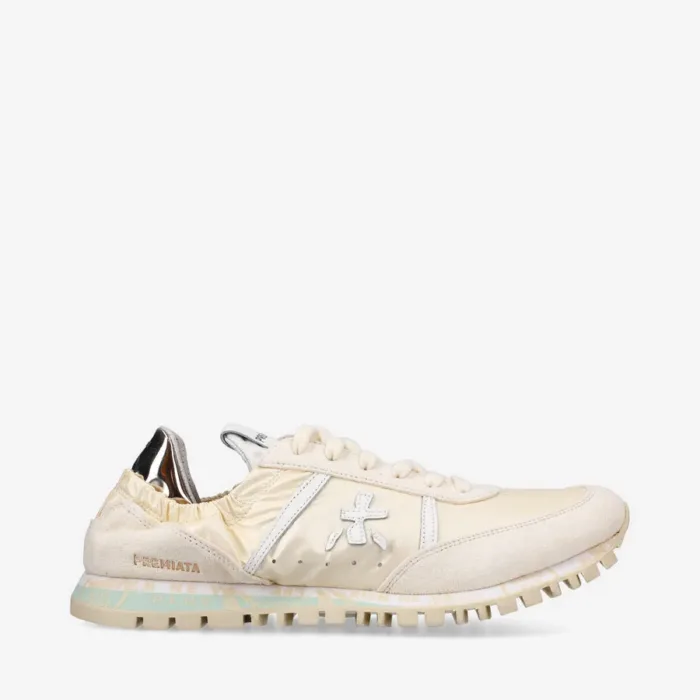 Sneakers Premiata Donna in Nylon e Camoscio Avorio con elastico posteriore art. Seand 6707, foto 1 di 5