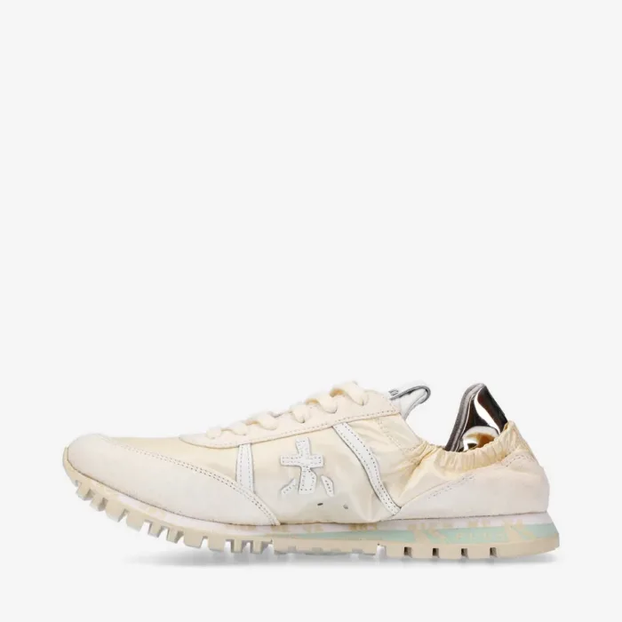 Sneakers Premiata Donna in Nylon e Camoscio Avorio con elastico posteriore art. Seand 6707, foto 3 di 5