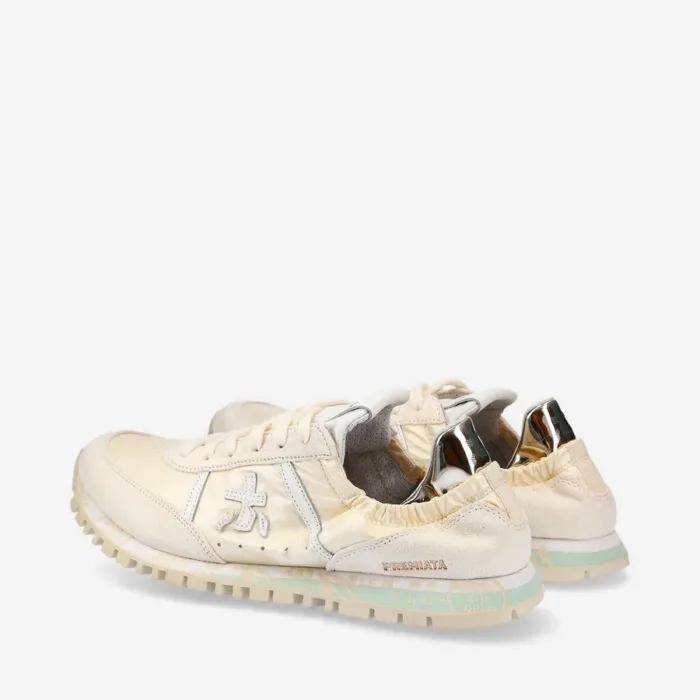 Sneakers Premiata Donna in Nylon e Camoscio Avorio con elastico posteriore art. Seand 6707, foto 5 di 5