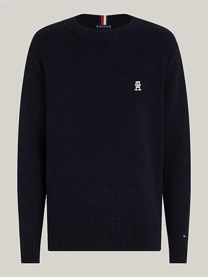 Maglione Girocollo Uomo Tommy Hilfiger In cotone Blu Midweight  art. MW0MW33505 DW5, foto 1 di 2