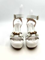 Zeppa con Morsetto Lorenzo Mari in Pelle Bianca Zeppa 8 cm Plateau 5 cm art. Orchidea 01 - immagine 2
