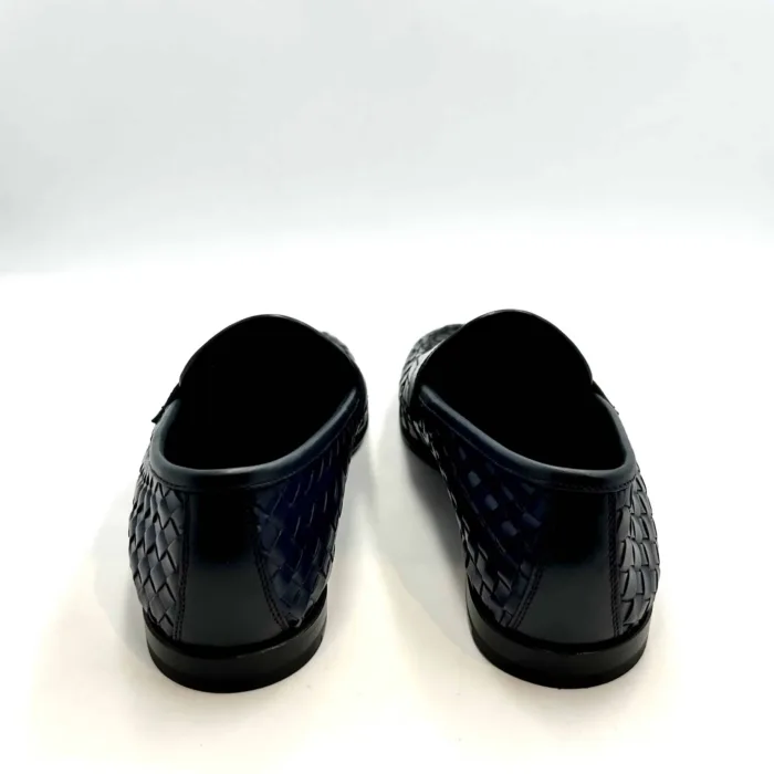 Mocassino Penny Uomo Barrett In Pelle Intrecciata Blu Con Fondo Cuoio Antiscivolo Art. 231U040.4, foto 5 di 5