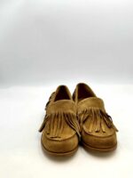 Mocassino Con Frange Anna F in Camoscio Cuoio Tacco 3 cm art. 1716 - immagine 5