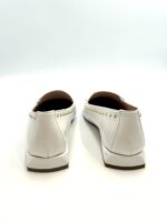 Mocassino Lorenzo Mari con Borchie in Pelle Bianca Tacco 3 cm art. Calla 05 - immagine 4