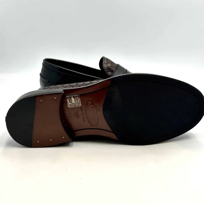 Mocassino Penny Uomo Barrett In Pelle Intrecciata Testa di Moro Con Fondo Cuoio Antiscivolo Art. 241U006.2, foto 5 di 5