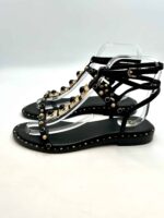 Sandalo Alla Schiava Ash in Pelle Nera con Borchie Oro e Nere Tacco 2 cm art. Party Black - immagine 3