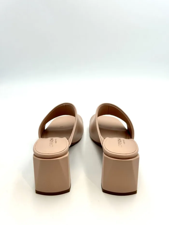 Sandalo Sabot Lorenzo Mari in Pelle Nude Tacco 7 cm art. Fresia 01, foto 4 di 5