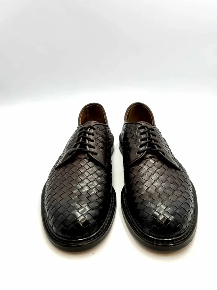 Stringata Uomo Doucal's In Pelle Intrecciata Testa Di Moro Con Fondo Cuoio Art. DU3142PH0EUY195TM00, foto 2 di 5
