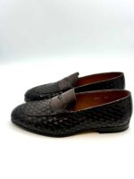 Mocassino Penny Uomo Doucal's In Pelle Intrecciata Testa di Moro Con Fondo Cuoio Antiscivolo Art. DU3265PANNUF195TM00 - immagine 3