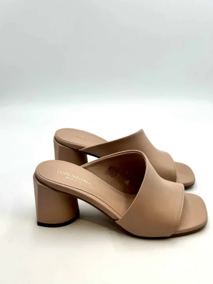 Sandalo Sabot Lorenzo Mari in Pelle Nude Tacco 7 cm art. Fresia 01
