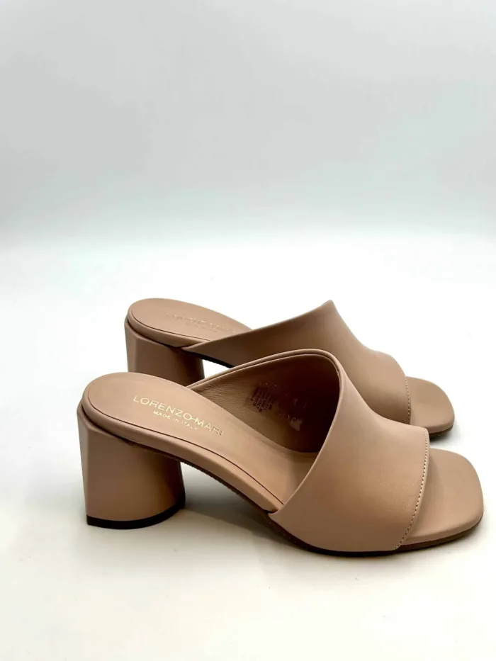 Sandalo Sabot Lorenzo Mari in Pelle Nude Tacco 7 cm art. Fresia 01, foto 1 di 5