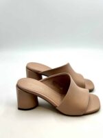Sandalo Sabot Lorenzo Mari in Pelle Nude Tacco 7 cm art. Fresia 01