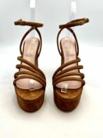 Sandalo Anna F in Camoscio Cuoio Tacco 12 cm Plateau 4 cm art. 3699 - immagine 2